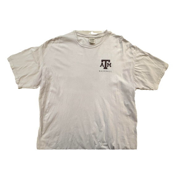 Texas A&M Aggies TShirt Mens 2XL White NCAA Baseball Graphic Short Sleeve Y2K - Picture 1 of 7